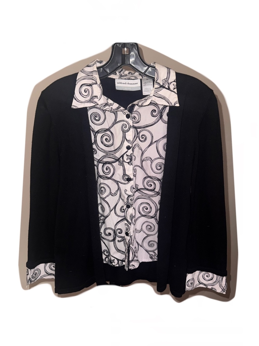 Alfred Dunner Black & White Collared Shirt